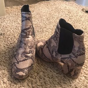 Snakeskin booties